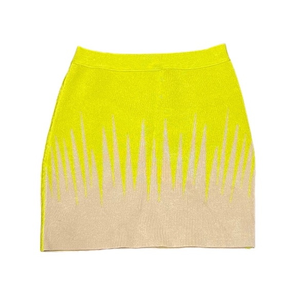 Marciano neon green and tan bodycon mini skirt - Picture 1 of 7
